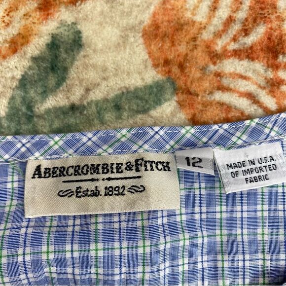 VTG 80s Abercrombie Plaid Oversized Flannel Button Down Shirt  Size 12 large - Picture 2 of 7